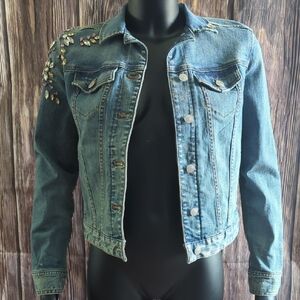 Express Blue Denim Jacket with Embellishments